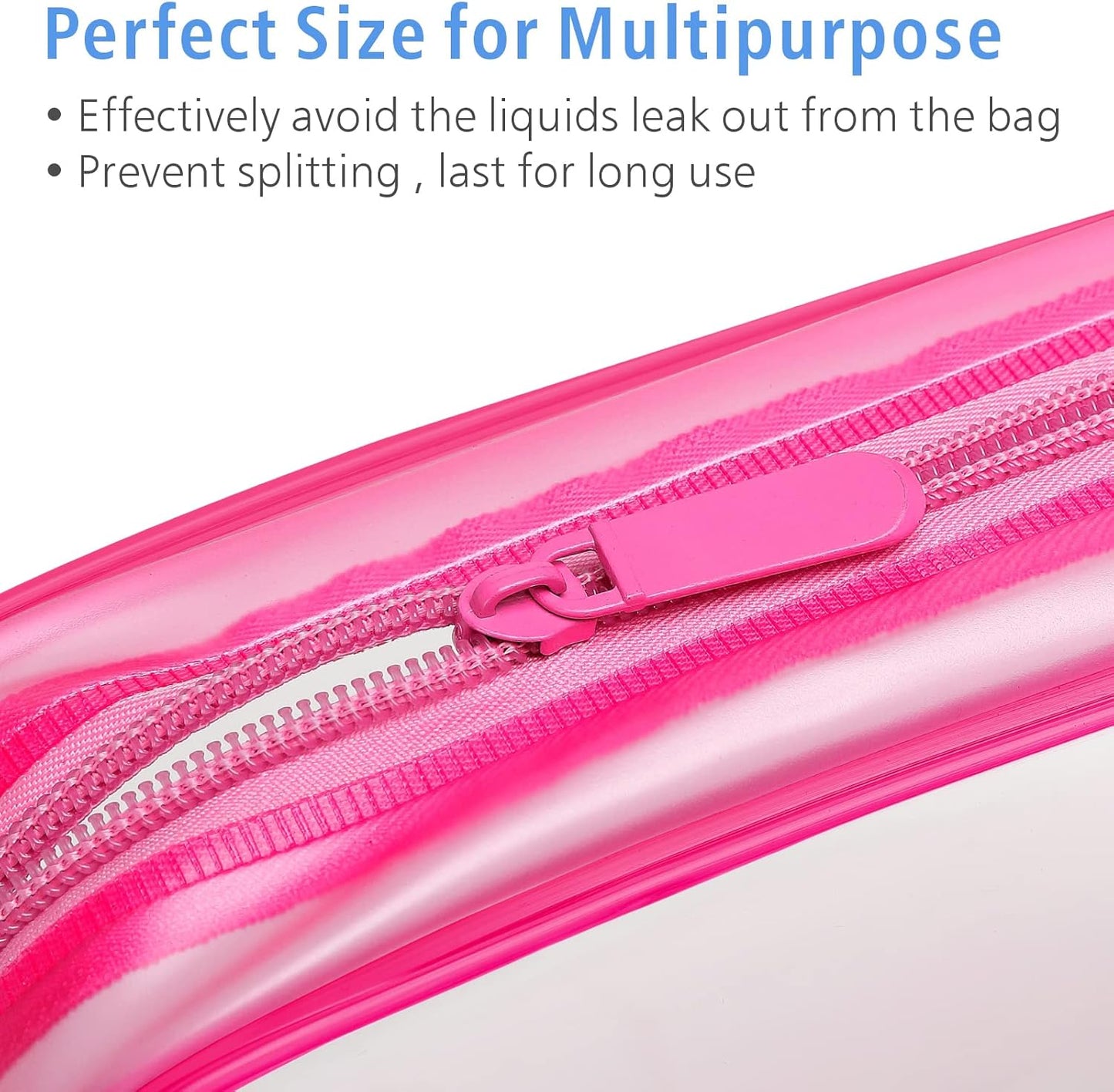 PACKISM Valentine's Day Gifts for Him Her - Clear Makeup Bag with Frame, 2 Pack TSA Approved Toiletry Bag Quart Size Bag, Travel Makeup Cosmetic Bag for Women Clear Toiletry Bag, Rose Red