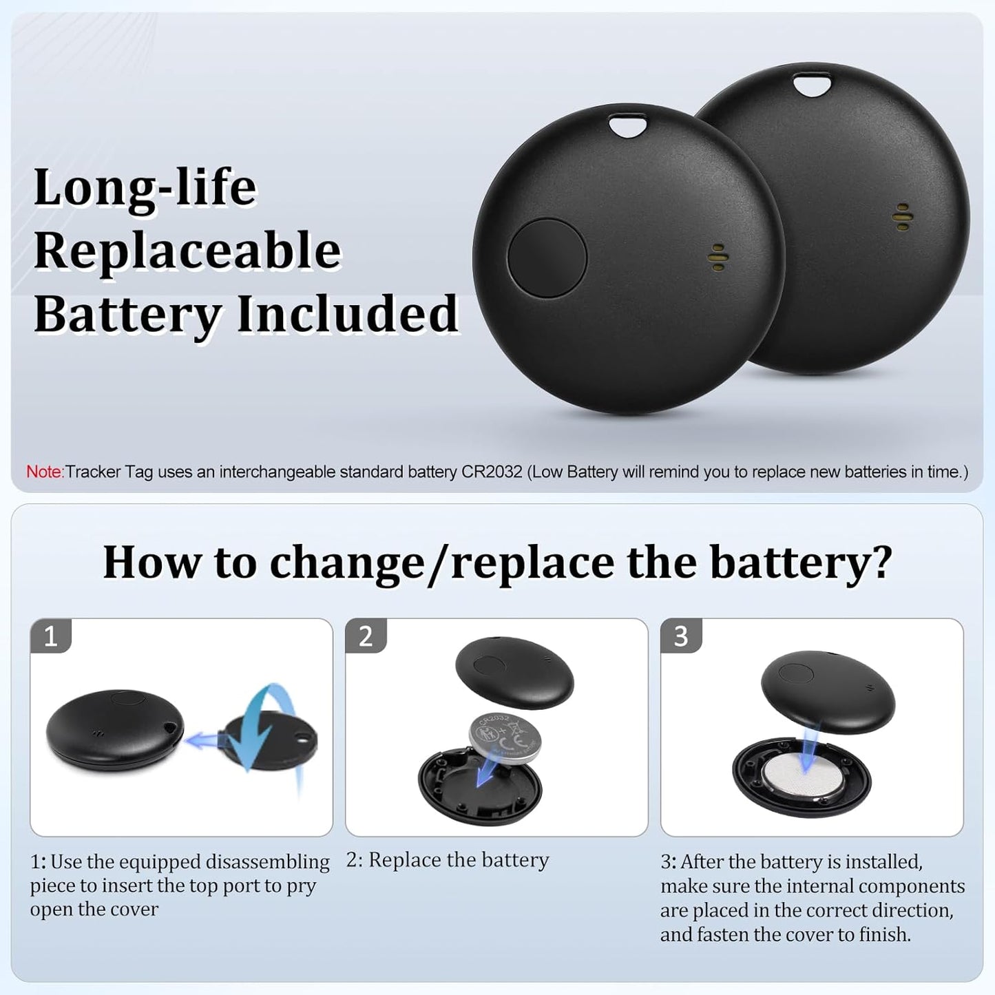 Geevon Smart tag-4 Pack Bluetooth Tracker Work with Apple Find My (iOS Only).Item Finder for Keys, Wallet,Backpack, Luggage (4P Black)