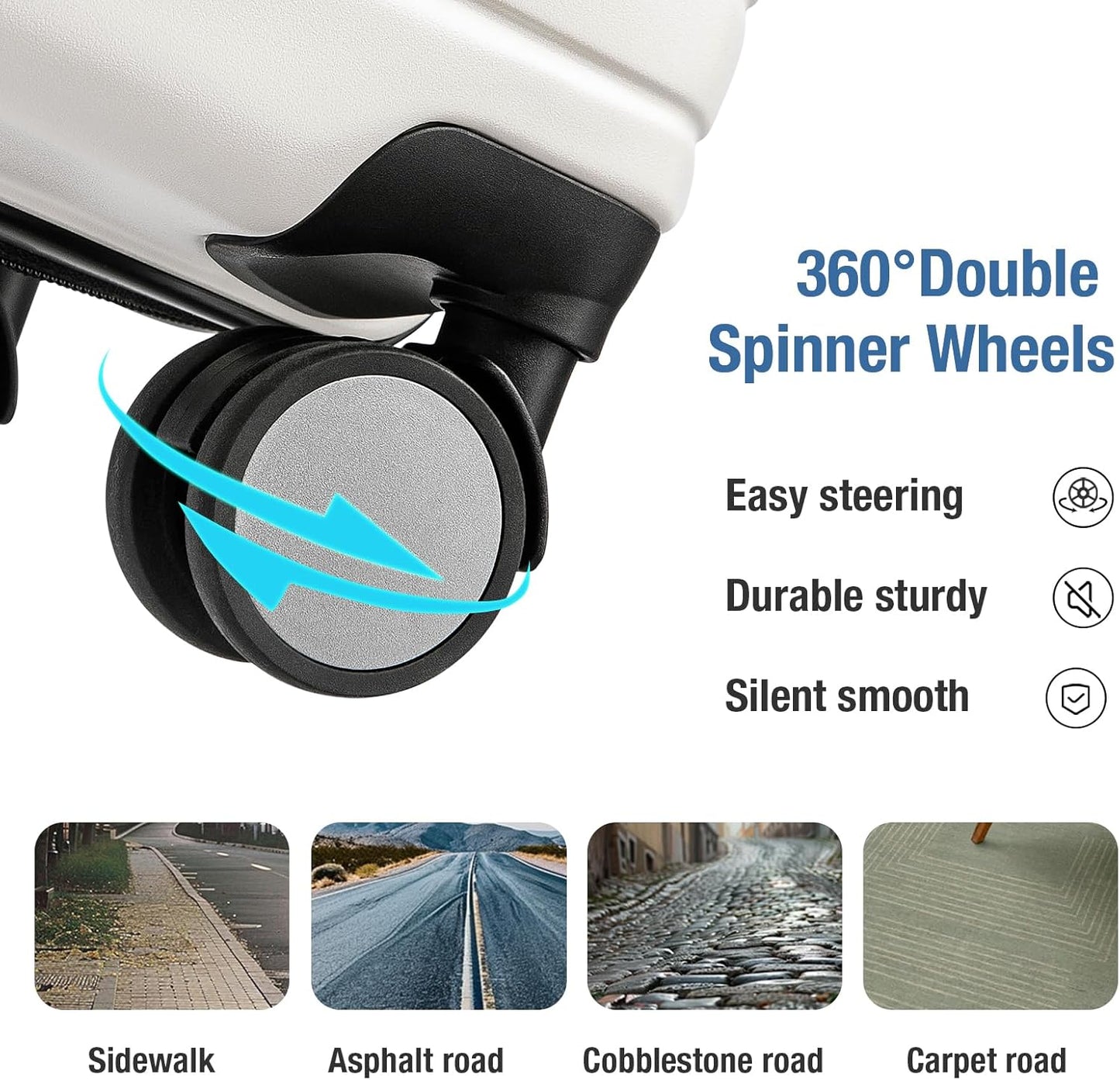 KYME Carry On Luggage 22x14x9 Airline Approved with TSA Lock Hard Shell Carry On Suitcase Lightweight Suitcases with Wheels Small Luggage for Men Women,Carry-On 20 Inch,White