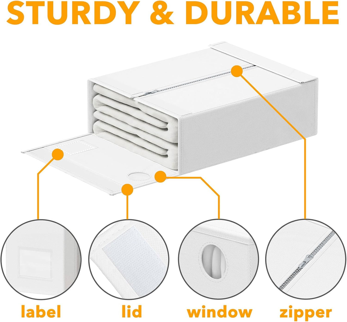 SpaceAid 8 Pack Bed Sheet Organizers and Storage, Foldable Organizer for Linen Closet, Sheets Set Folder Keeper with Window XL (Queen & King Size) Organizing Bedding Container, White 91ZDSN-SL24-W8