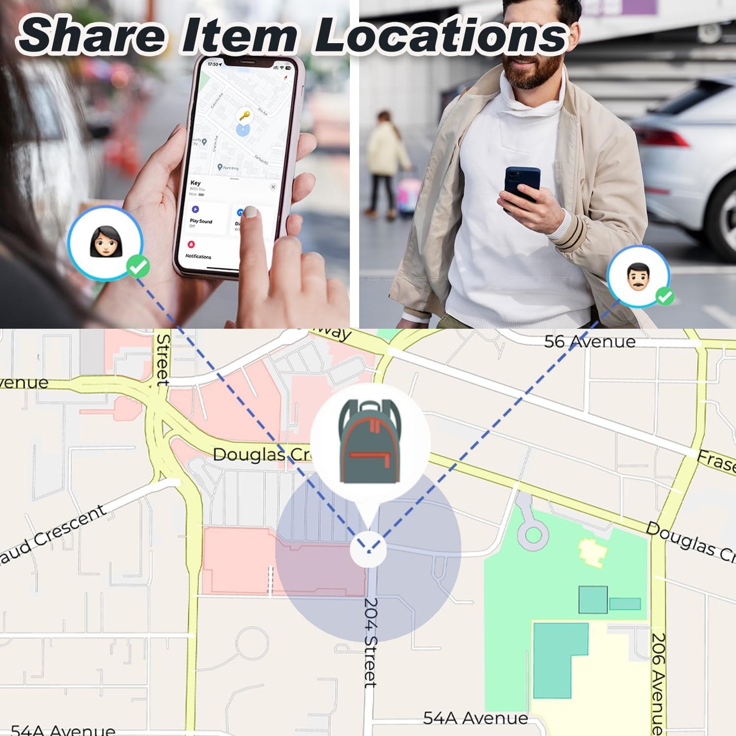 Air Tracker Tags 4 Pack Luggage Tracker Works with Find My (iOS only), Key Tracker, Wallet, Suitcase,Bicycle and More, Replaceable Battery, IP67 Waterproof