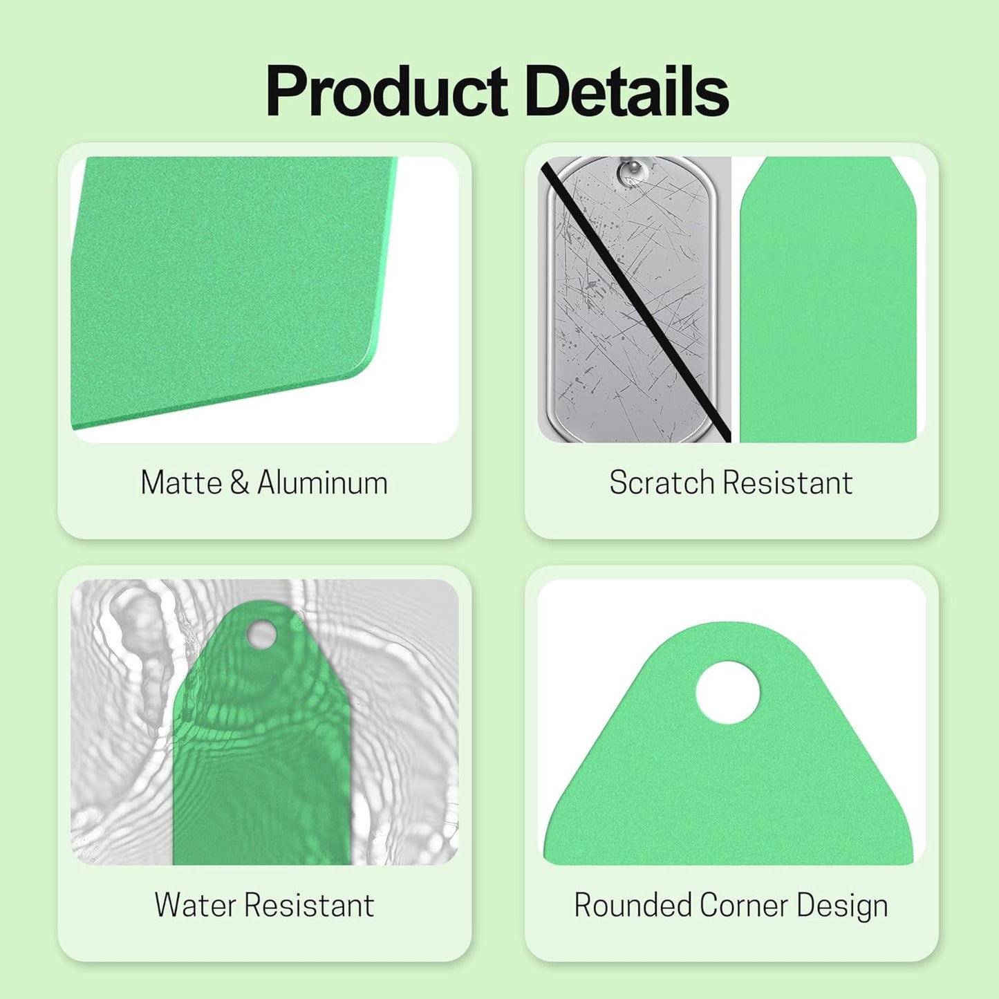 4 PCS Personalized Metal Luggage Tag – Personalized Engraved Suitcase Tag, Backpack Tag, with Matching Color Strap, Waterproof Suitcase Name Badge – Ideal Corporate Gift & Travel Accessory (Green)