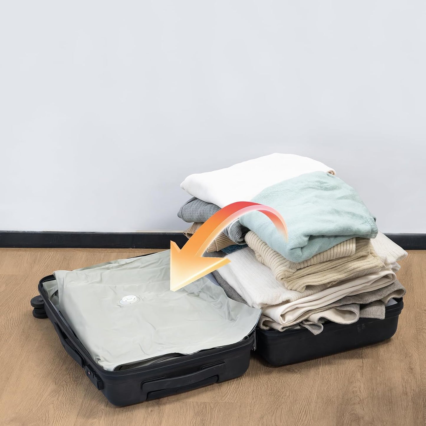 Umimile Vacuum Storage Bags for Travel with Electric Pump, Reusable Compression Bags for Travel, Space Saver Bags for Luggage, Suitcases and Backpack (2PC + PUMP)