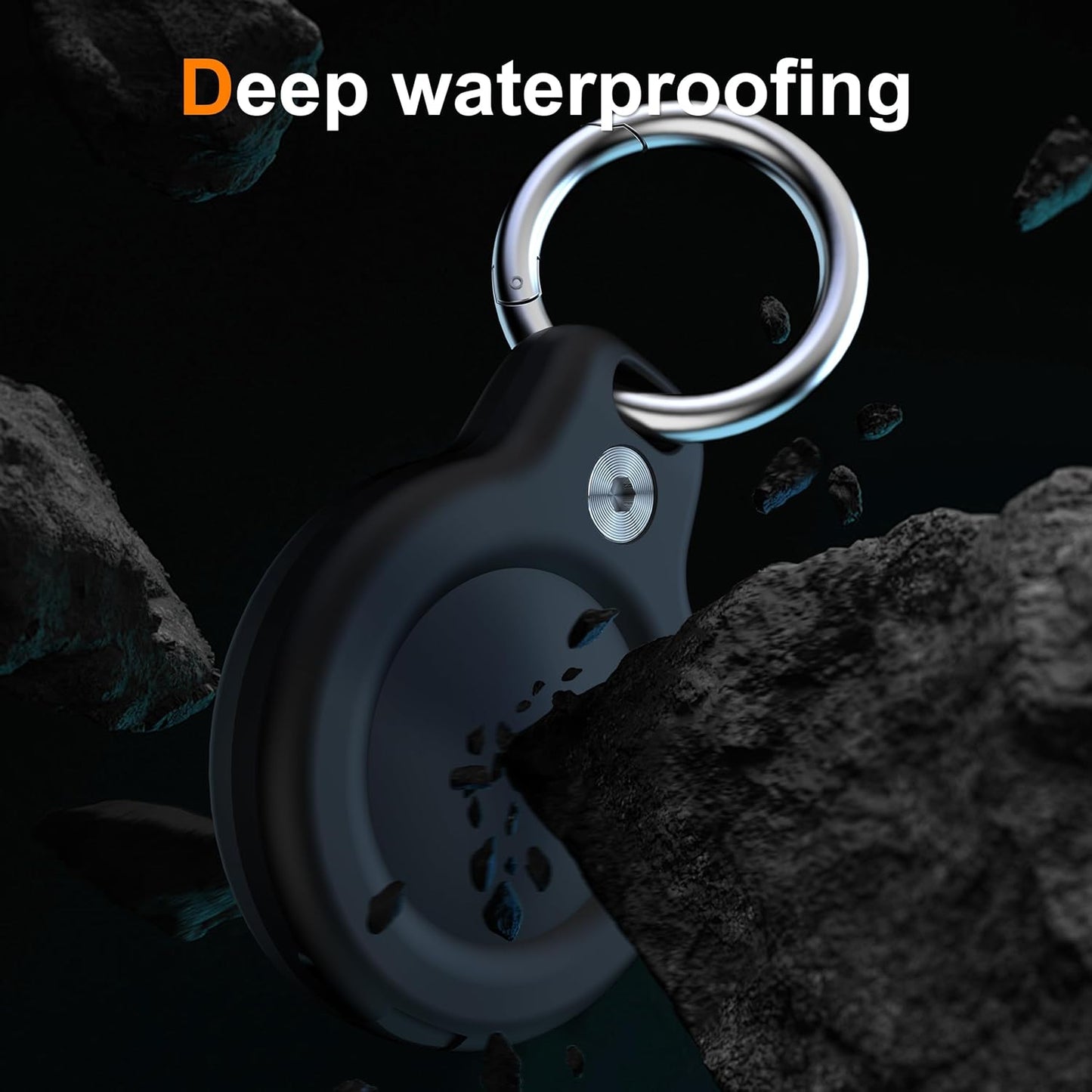 RFUNGUANGO Premium Waterproof Airtag Case, 4 Pack, Durable and Scratch Resistant, Suitable for Luggage, Backpacks, Dog Collars. All-Round Protection for Airtag, Black