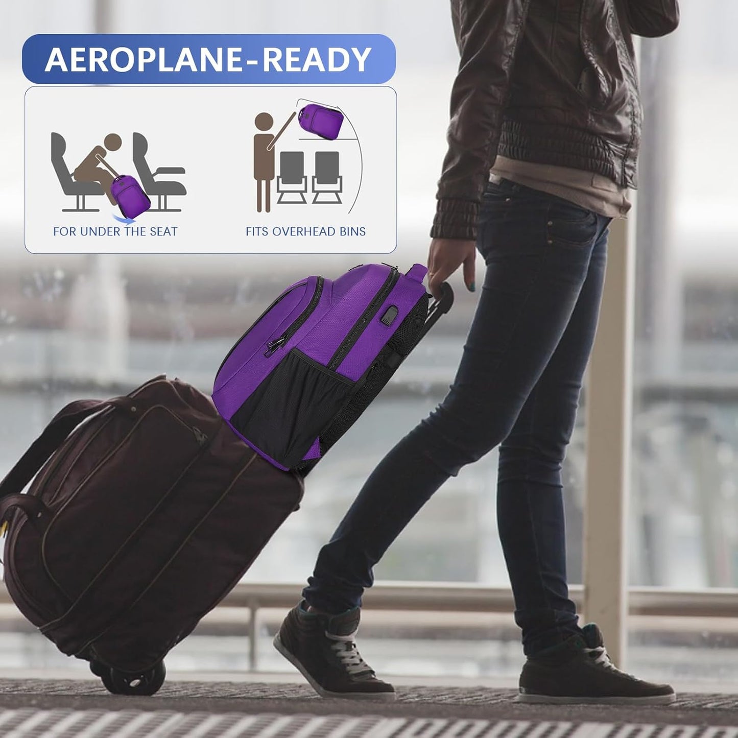 LARIPOP Extra Large Backpack,17.3 Inch Business Laptop backpack for Men Women with USB Charging Port,Water-Resistant Laptopack Weekender Daypack for Work College Computer