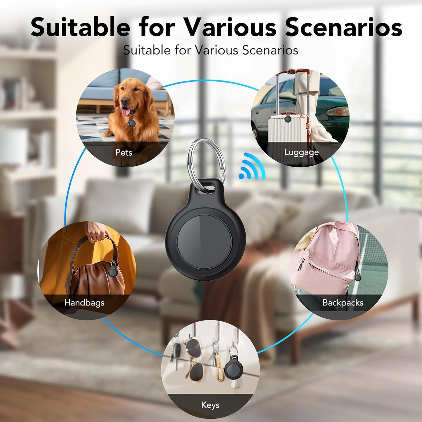 Bluetooth Tracker-Tag for Apple Find My (iOS Only), GPS Tracker with Replaceable Battery, Ideal as Keys, Luggage Tracker and Wallet Tracker, Suitable for Indoor & Outdoor Use,2-Pack (Black&White)