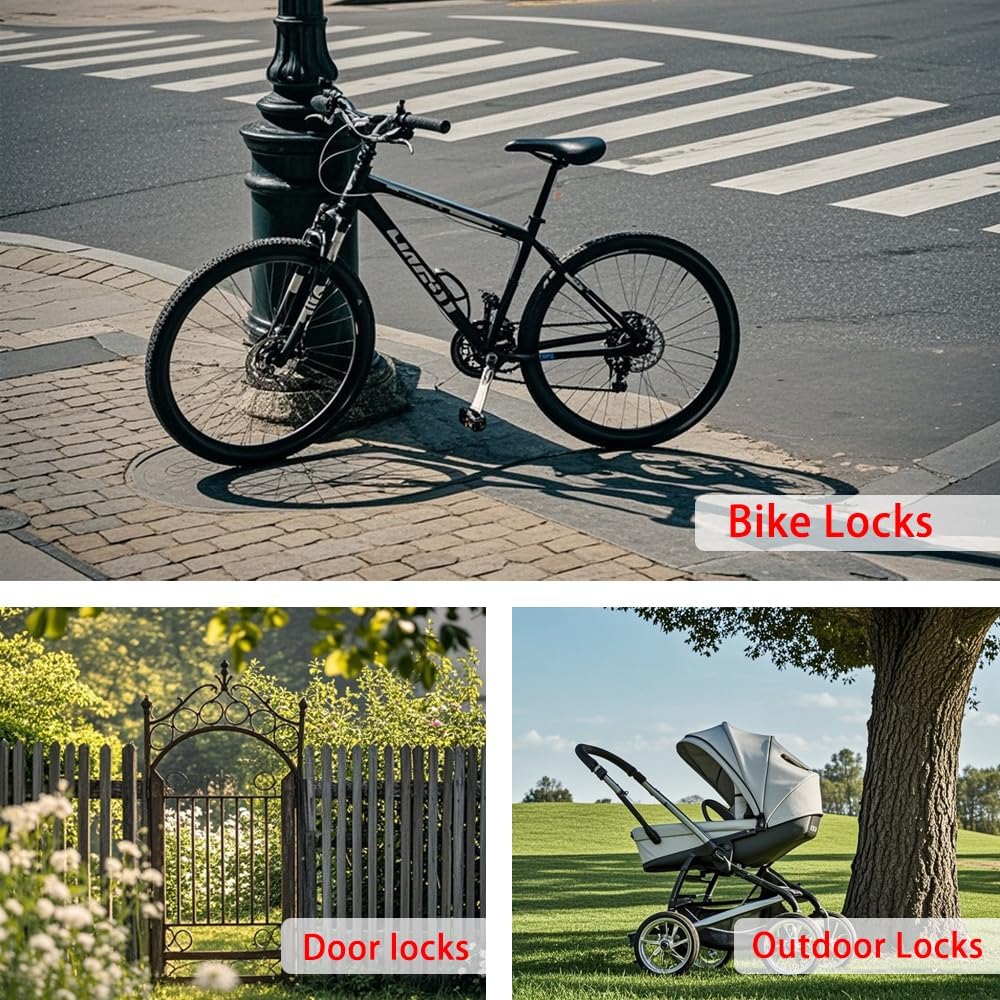 3.3mm Steel Wire Rope Outdoor Travel Security Cable Lock,Braided Steel Coated Safety Cable Luggage Lock,Safety Cable Wire Rope Chain Lock Double Loop Lightweight (Black, 12in/5Pcs)