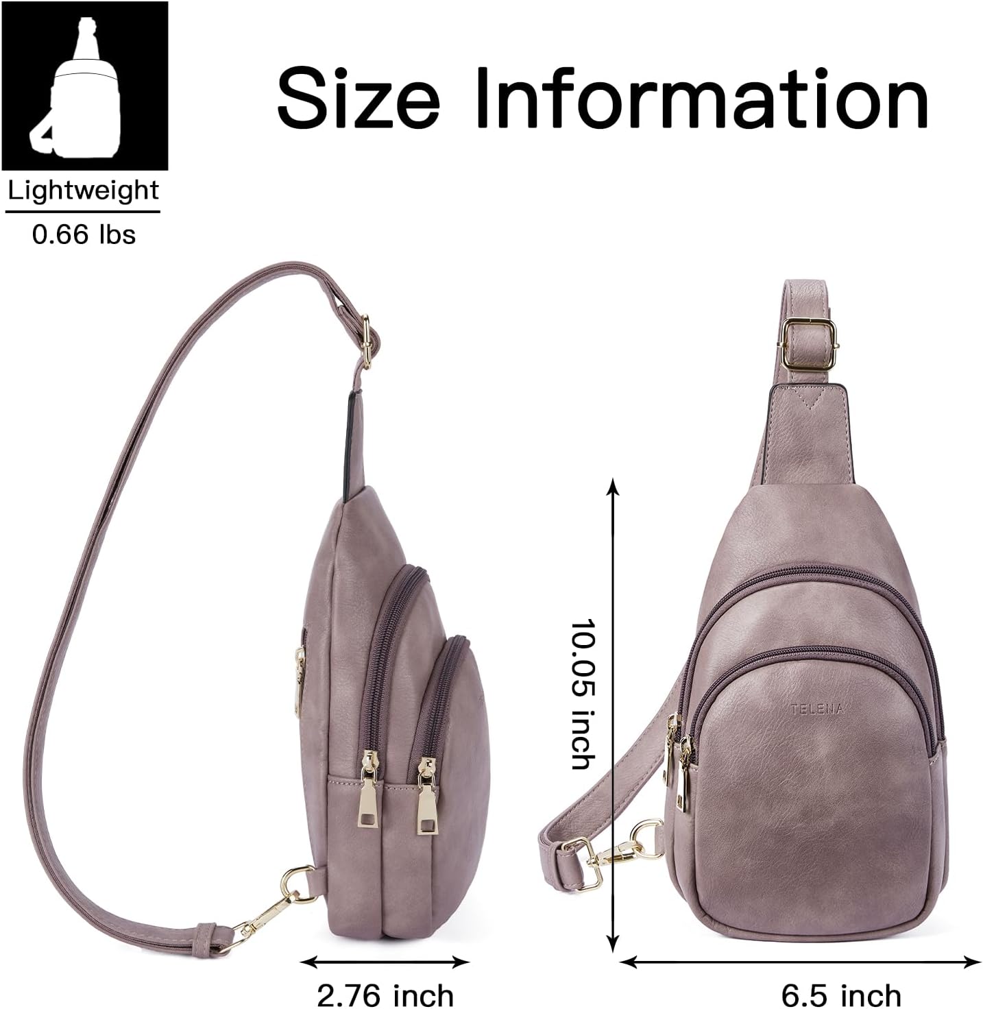 Telena Small Sling Bag for Women Leather Crossbody Fanny Packs Chest Bag for Women