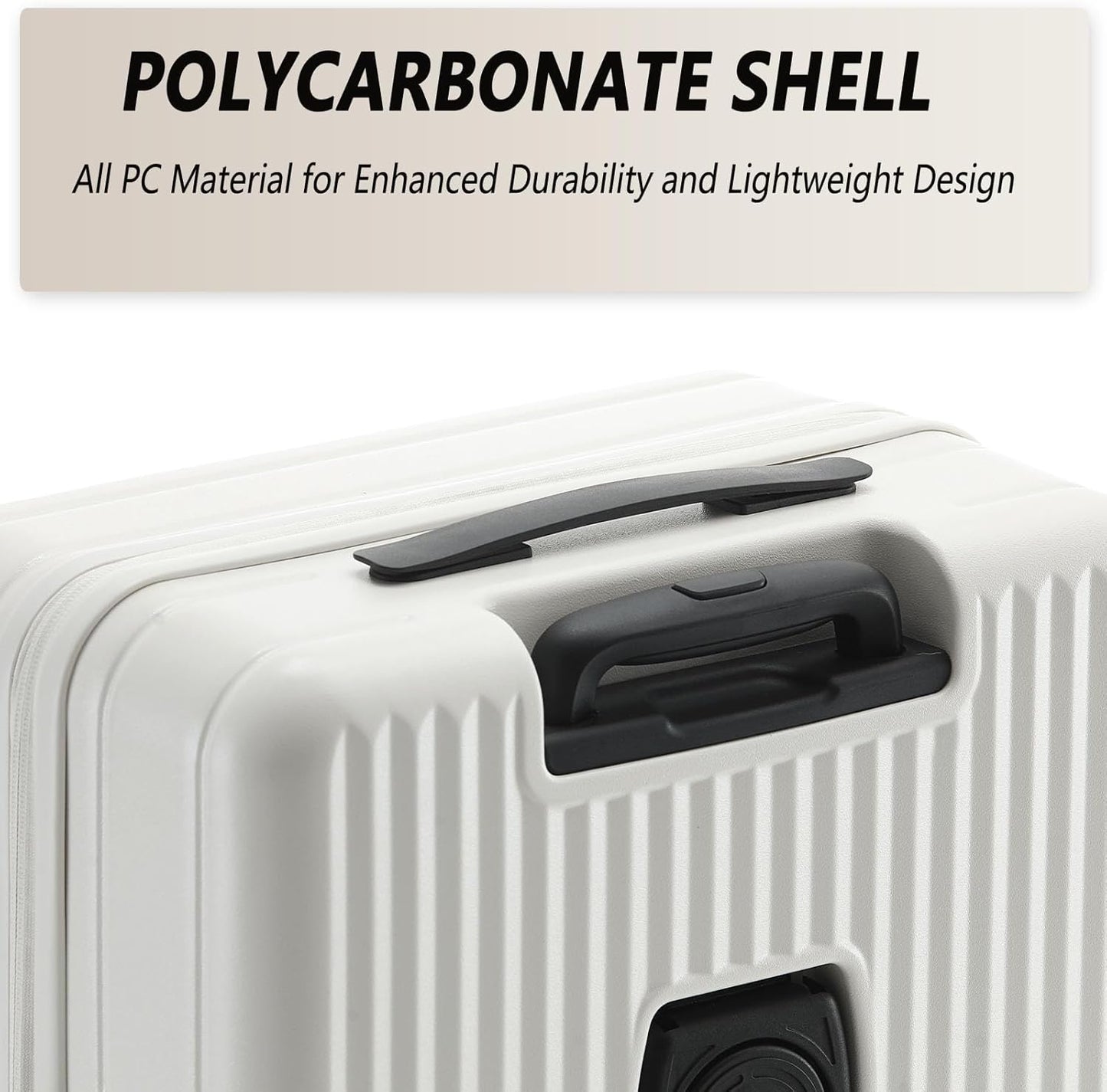 26 Inch Top Opening Checked Travel Luggage Expandable with Spinner Wheels,All PC Hard Shell Hardside Lightweight Medium Suitcase with TSA Approved Cup Holder for Business Trips Woman Men,White