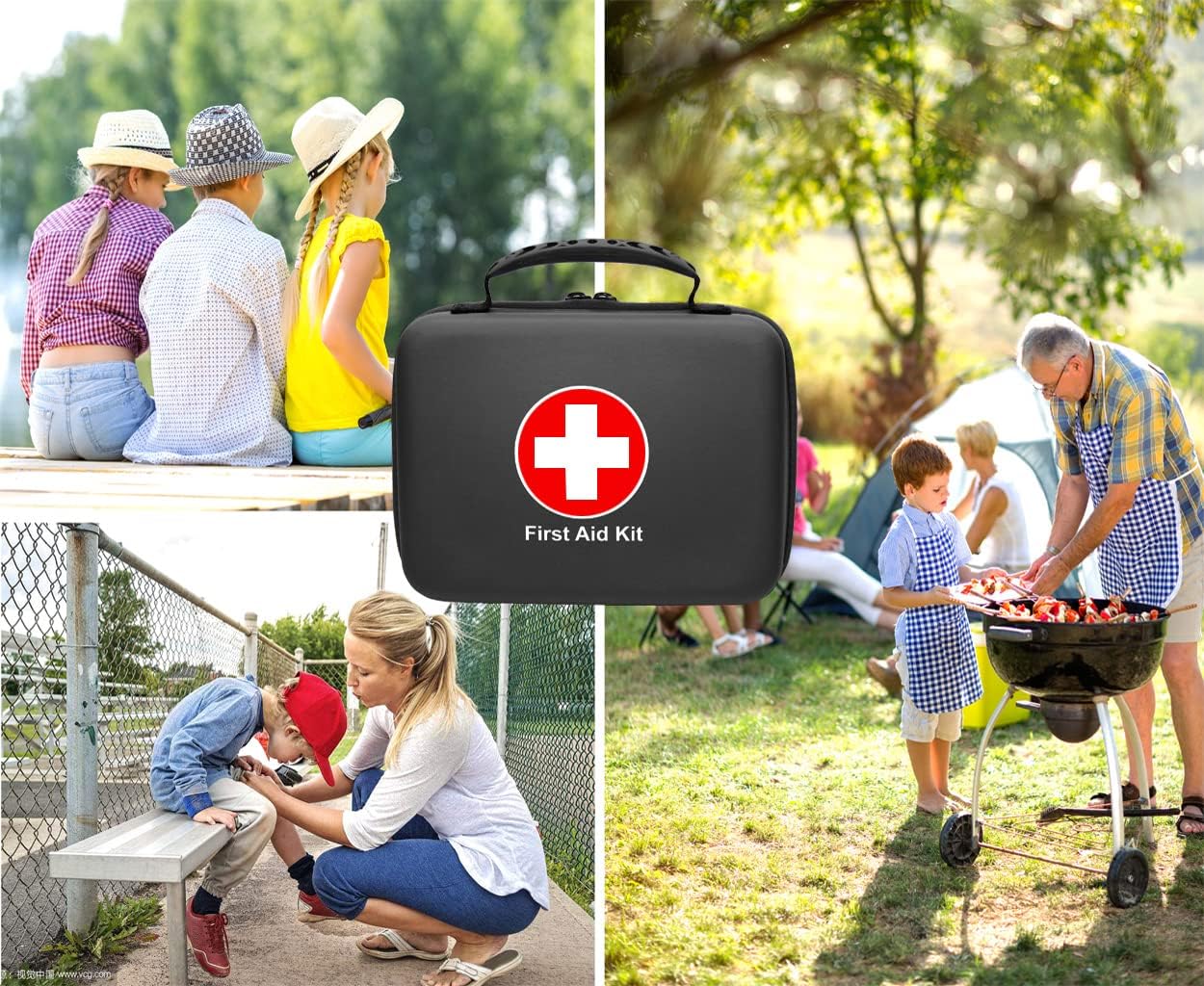 SHBC Waterproof First Aid Kit (228pcs) with All Basic or Advanced Supplies You Need. Suitable for Emergencies at Home or Outside, Travel, Home, Camping, Black