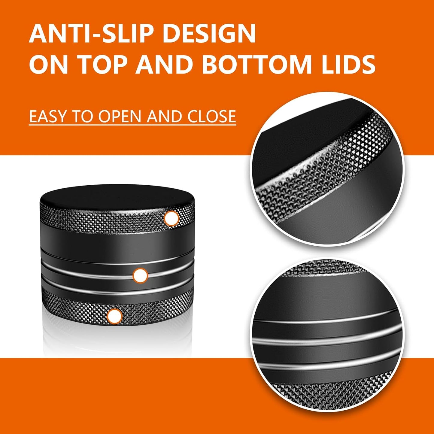 2 Sets Small Pill Box, Portable Daily Box, Aluminium Alloy Round Container for Pills, Pocket Case (Black+Gray)