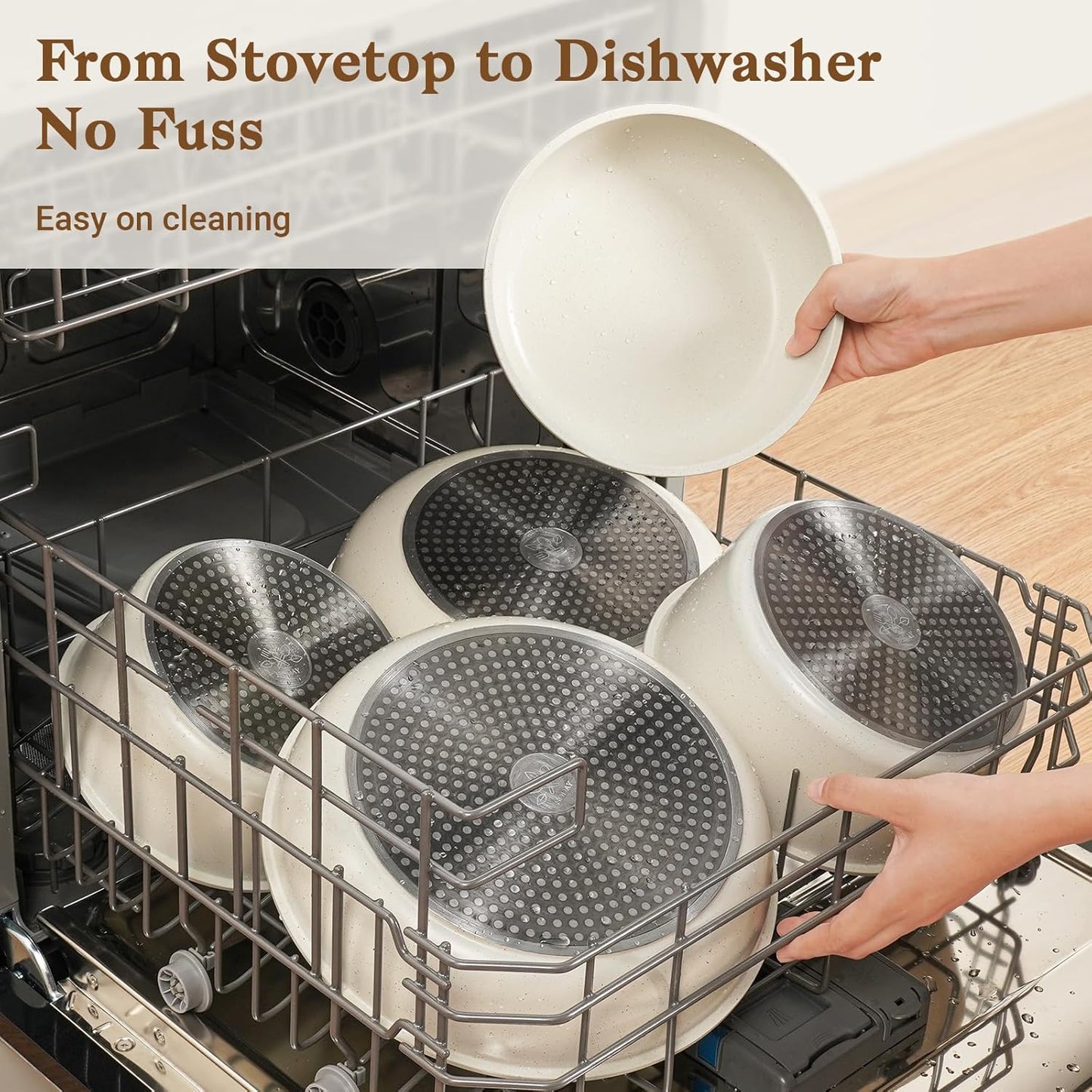 15Pcs Pots and Pans Set Non Stick, Cookware Sets with Detachable Handle, Nonstick RV Kitchen Cooking Tools Removable Handles, Oven Safe, Induction Fast, Stackable Induction Cookware, White