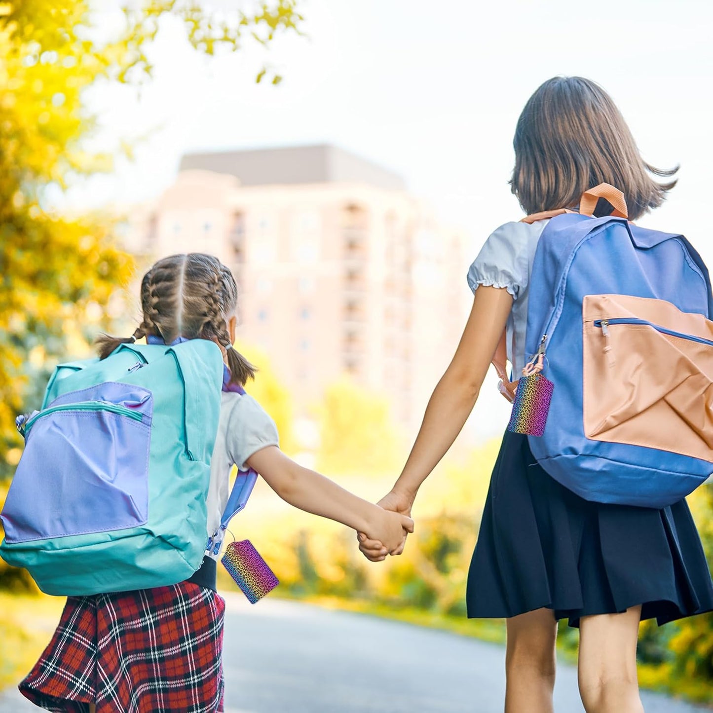 2 Pack Leather Luggage Tag for Suitcase Neon Rainbow Colored Leopard Print Unique Travel Tags with Privacy Cover ID Label & Stainless Steel Loop for Men and Women Baggage