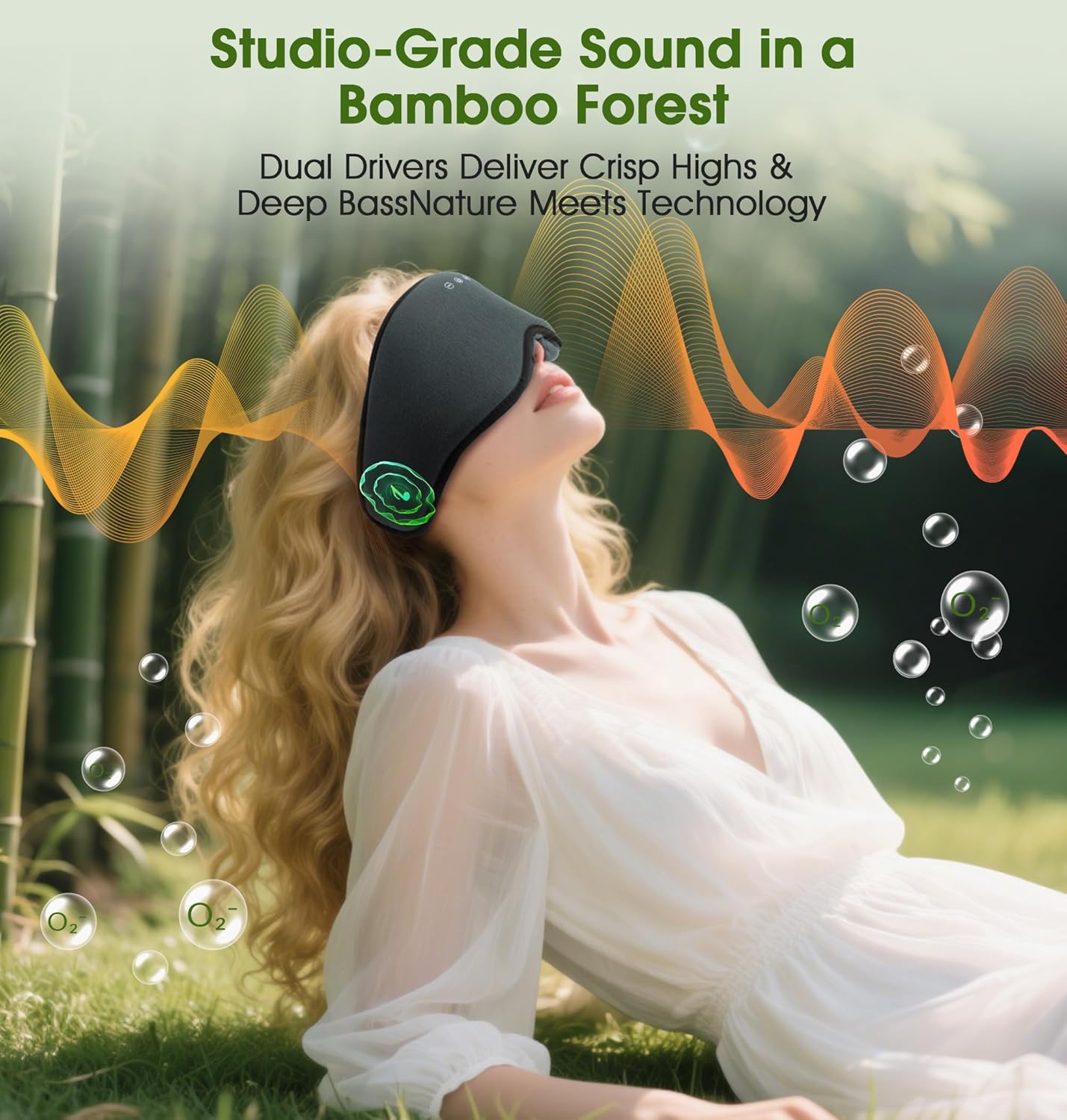 LC-dolida Bamboo Cotton Bluetooth Sleep Mask, 2 in 1 3D Soft Sleep Mask with Sleep Headphones, Sleep Eye Mask with Timming Setting, Blackout Sleeping Mask for Side Sleepers, Women Men, Grey