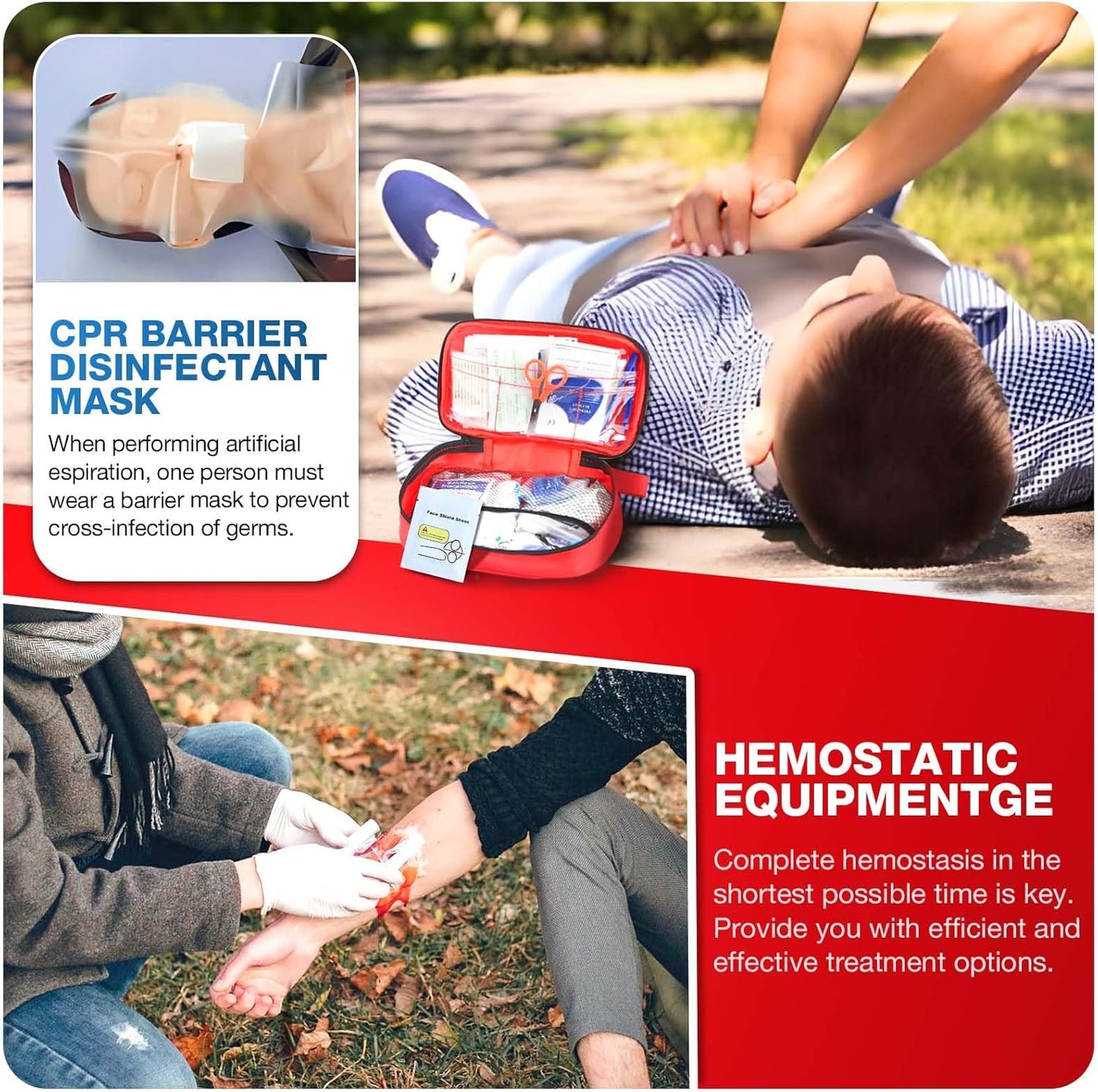 First Aid Kit 194 Piece Emergency Kits for Hiking Camping Trauma Kit for Boat Vehicle Compact Aid Kit for for Home Car Travel Outdoor Survival