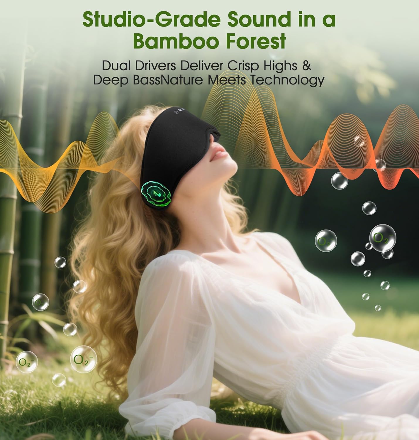 LC-dolida Bamboo Cotton Bluetooth Sleep Mask, 2 in 1 3D Soft Sleep Mask with Sleep Headphones, Sleep Eye Mask with Timming Setting, Blackout Sleeping Mask for Side Sleepers, Women Men, Black