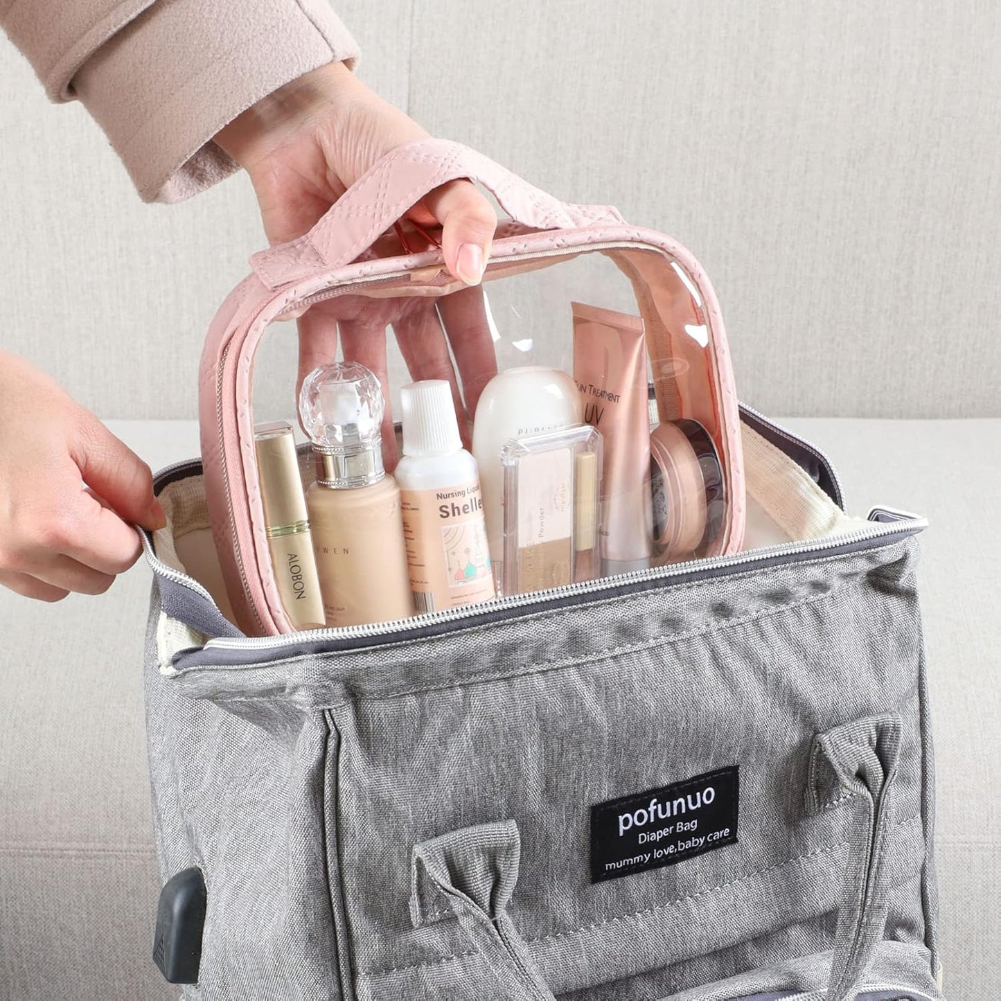 PACKISM TSA Approved Toiletry Bag, 3 Pack Clear Makeup Bags with Handle Large Opening, Clear Toiletry Bags Fit Carry-on Travel Essentials, Quart-sized Travel Bags for Toiletries, Rose Pink