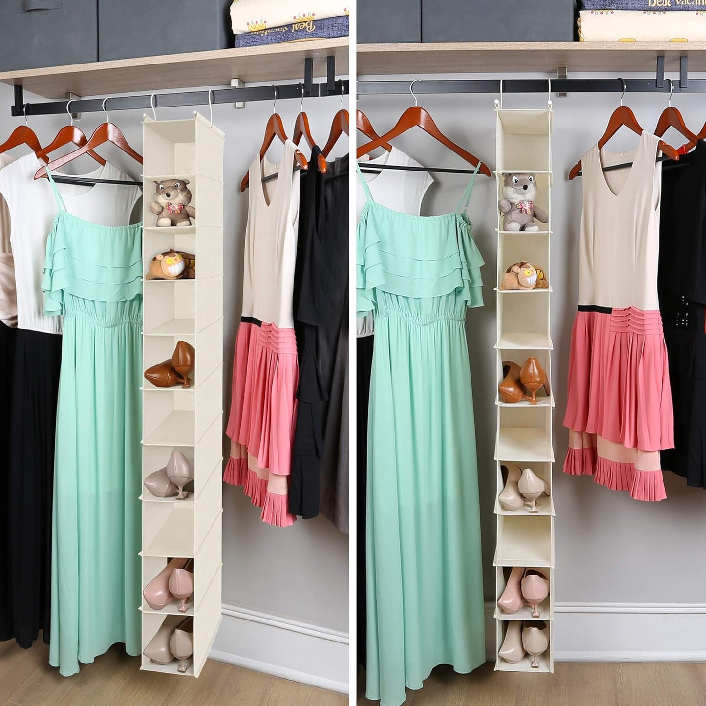 MAX Houser 10-Shelf Hanging Shoe Shelf Organizer, Hanging Shoe Storage for Closet (Beige)