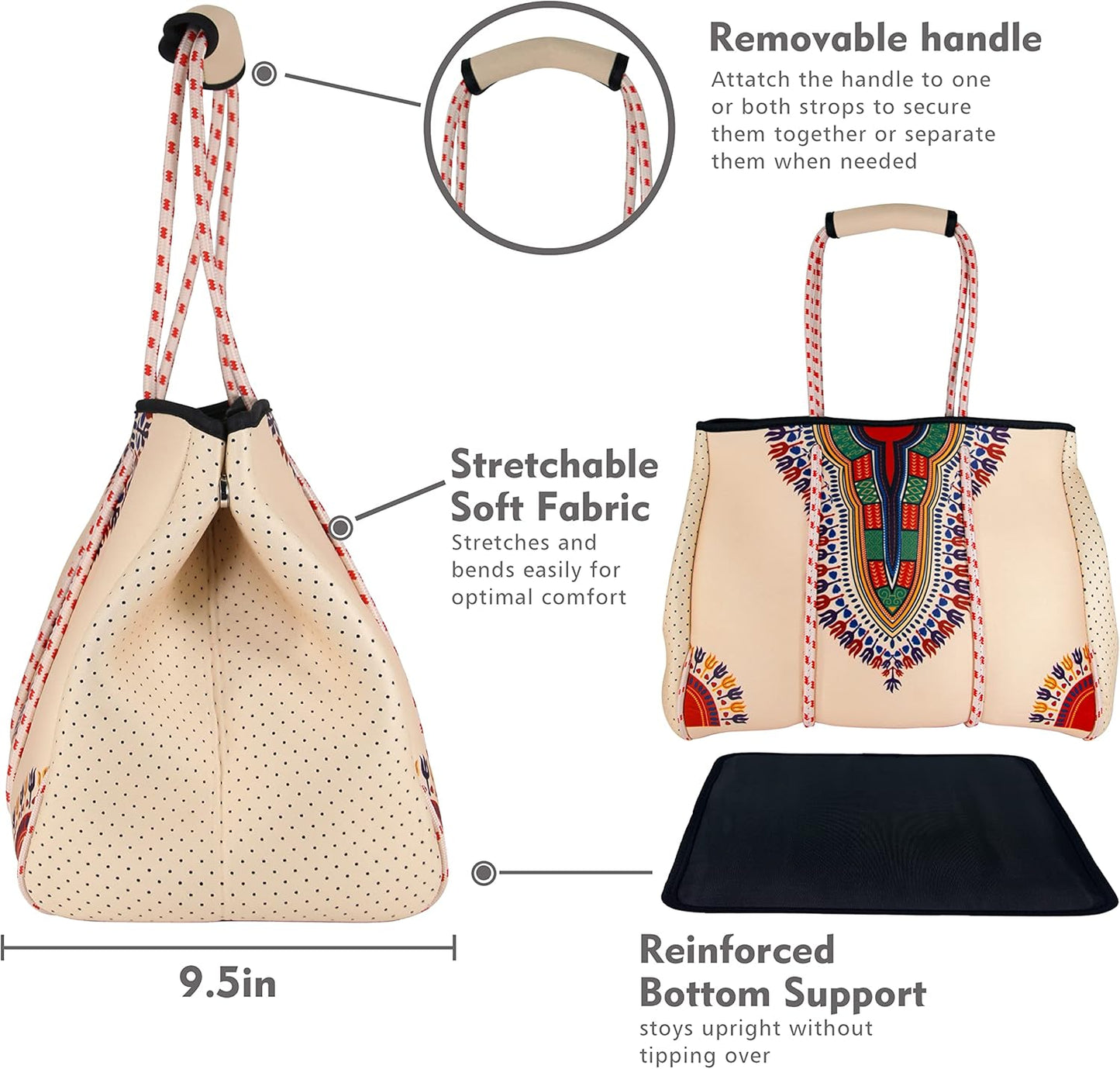 QOGiR Neoprene Multipurpose Beach Bag Tote with Inner Zipper Pocket … … … …