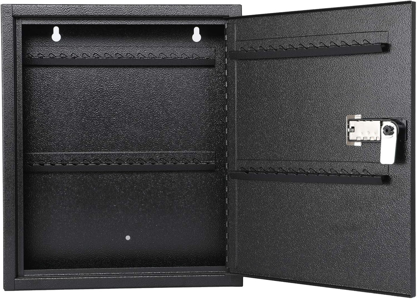 KYODOLED 60-Key Storage Lock Box with Code, Wall Mount Combination Lock Box, Key Hooks & Labels, Black