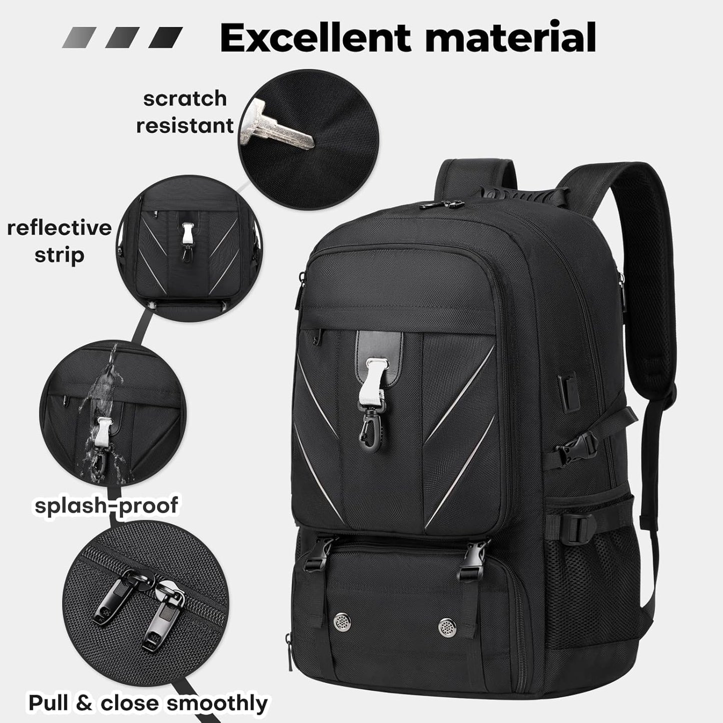 18.4 Inch Large Travel Backpack with Shoe Compartment,80L Water Resistant Anti Theft Backpacks with USB Charging Port,Carry on Flight Approved Laptop Bag Multiple Backpack (Fits above 5.91 ft height)