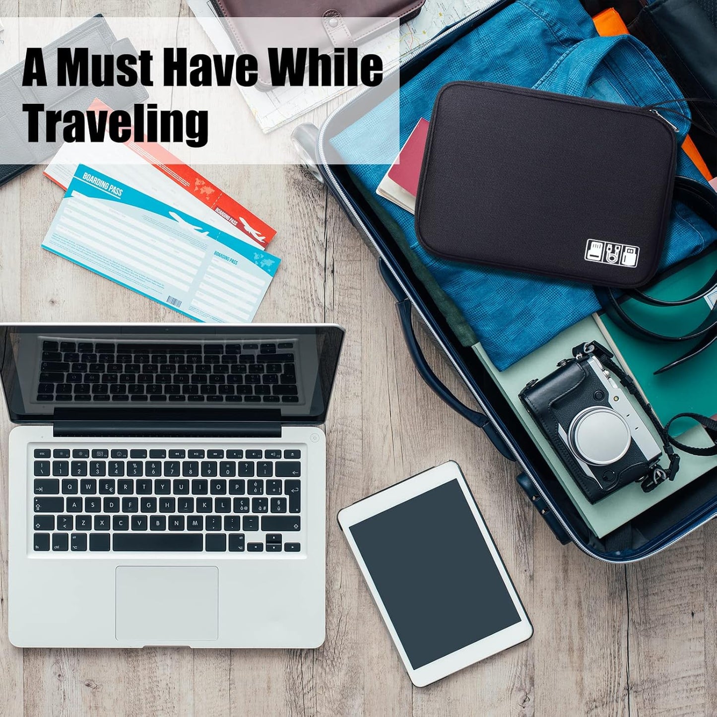 CILLA Travel Cord Organizer Case, Portable Waterproof Storage Bag for Charger, Cord, USB, Power Bank, Earphone, SD Card, Travel Essentials