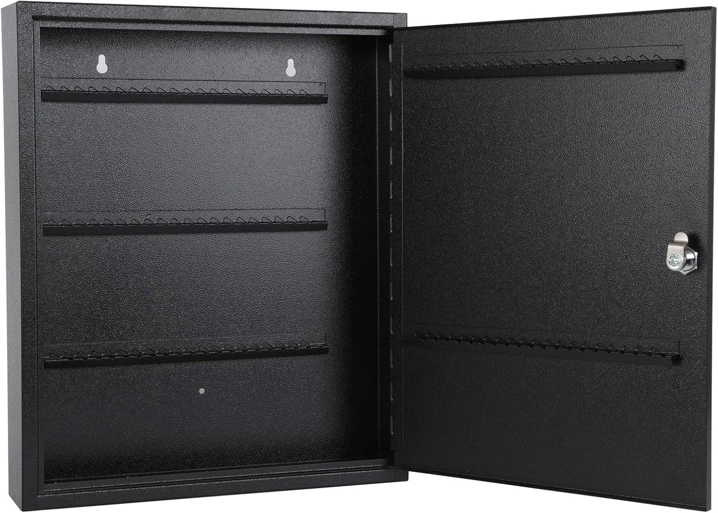 KYODOLED Key Storage Lock Box with Key, Locking Key Cabinet, 100 Key Management Wall Mount with Key Lock, Key Hooks & Tags Key Labels, 3.1" D x 17.1" W x 14.1" H (Black 100 Key)