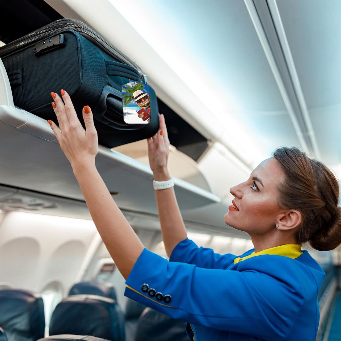 2 Pack Luggage Tag for Suitcase Funny Cat Passport Leather Travel Cruise Luggage Tag with Stainless Steel Loop Name ID Label Privacy Cover for Adults Teens Travel Bag Labels Set