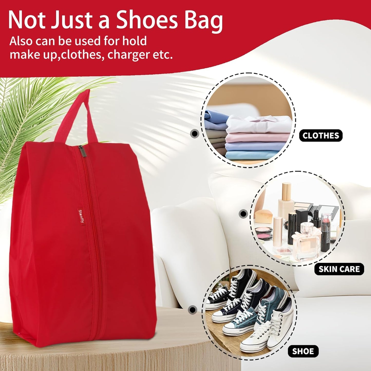 6pcs Portable Shoe Organizer, Travel Pouches with Zipper, Golf Shoe Bags, Clothes Bags, Soccer Cleats Bag Shoe Pouch for Gym, Waterproof, Odor-Resistant (Red)