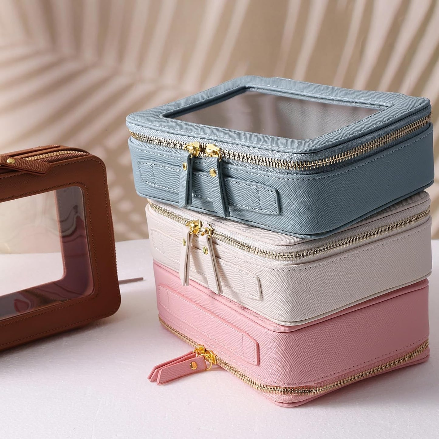 SANHECUN Toiletry bag waterproof cosmetic organizer with handle lagre opening for travelling