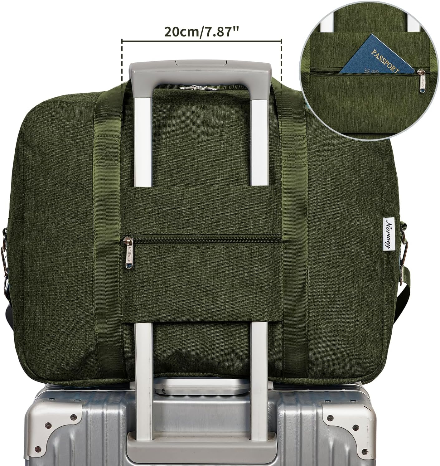 For Spirit Airlines Personal Item Bag 18x14x8 Foldable Travel Duffel Bag Underseat Carry on Luggage for Women and Men 30L (Army Green)