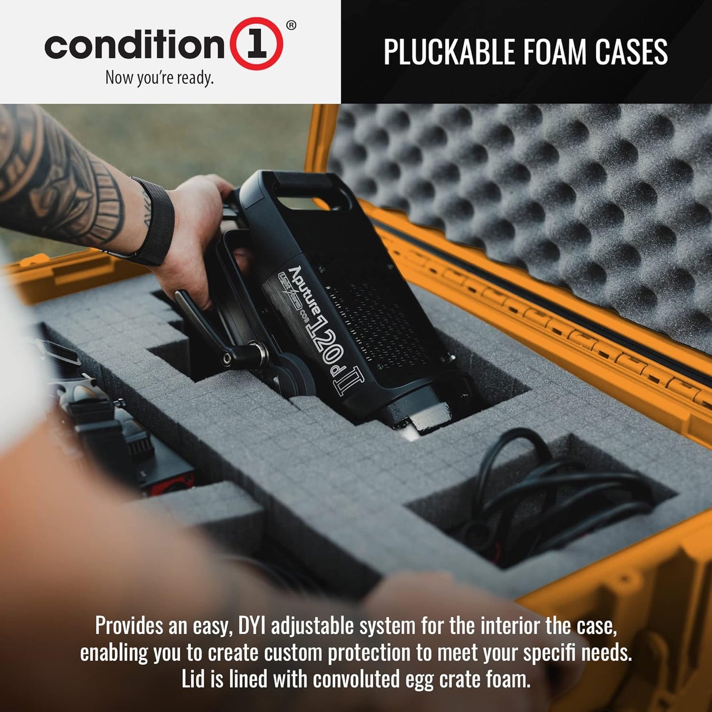 Condition 1 25" Large Heavy-Duty Protective Waterproof Hard Case, Model 024, Portable Storage Box with Customizable Foam, Camera, Tool, Hunting, Made in USA, 24.27"x19.40"x13.57" Orange