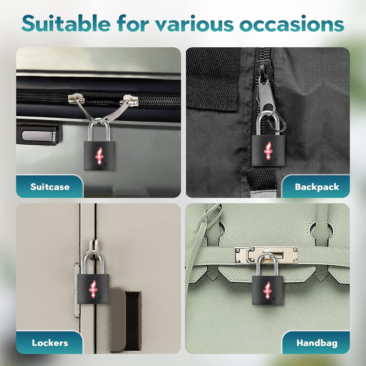 4 Pack Neon Square TSA Approved Luggage Locks with Key for Suitcase Carry On Backpack Laptop Bag Travel Accessories