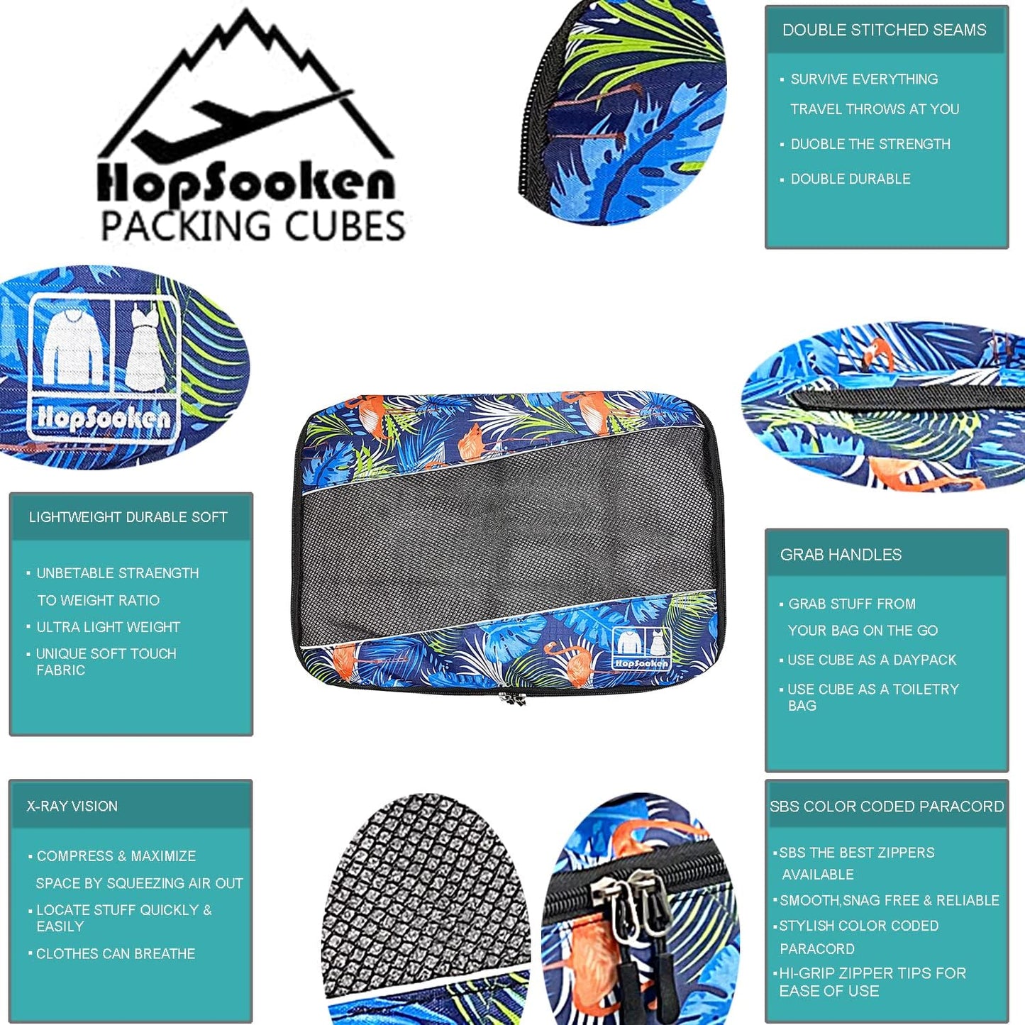 5 Set Packing Cubes for Travel Large Suitcase Luggage Organizer Bags Travel Accessories Vacation 4 Cubes 1 Laundry Pouch Bag