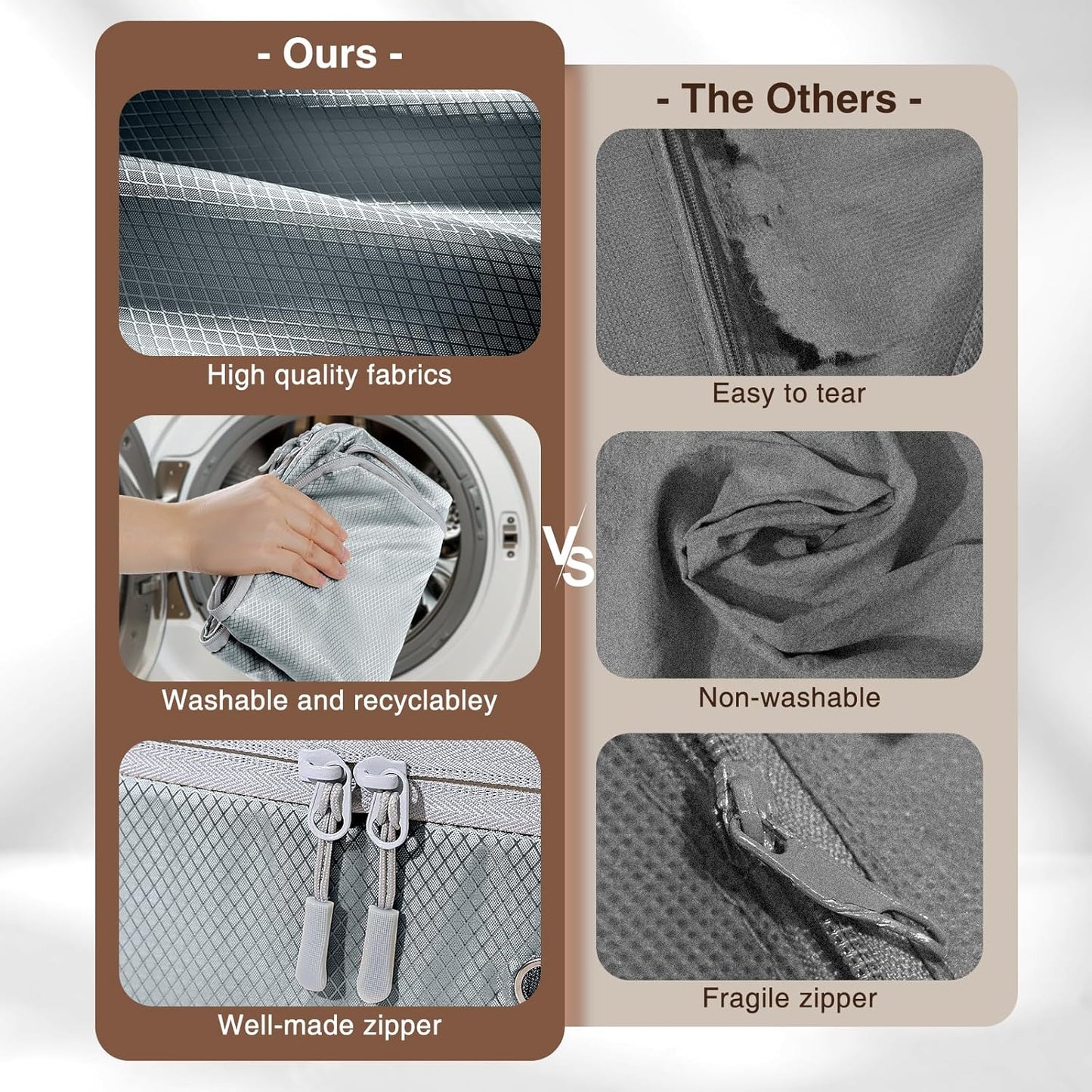 DIMJ Compression Storage Bags 8 Pack, 19L Clothes Storage Organizer for Blanket, Sweater, Closet, Sheet Storage Organizer Compression Packing Cubes for Sheet Bedding Toys Storage with Zipper(Gray)