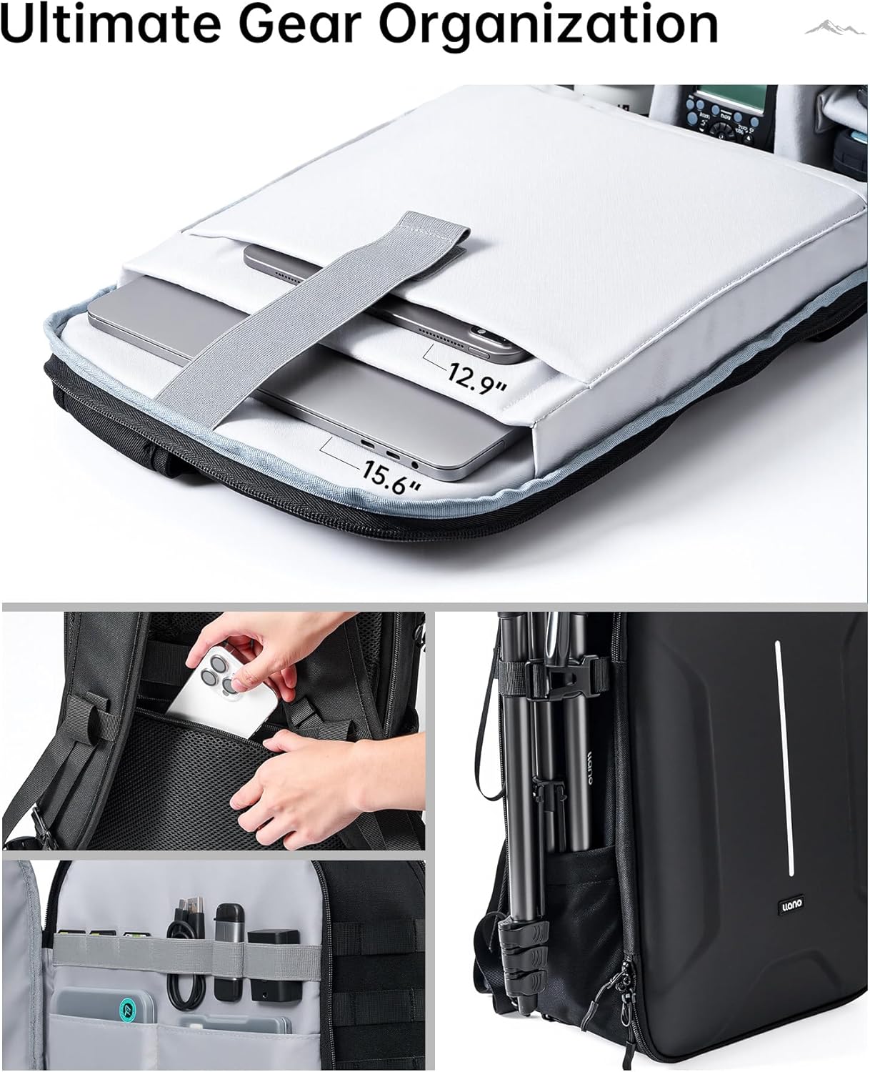 llano 22L Large Hardshell Camera Backpack Case, Camera Bags for Photographers Compatible with DSLR and Mirrorless Cameras,for Sony Canon Nikon Fujifilm with Laptop Compartment,Travel and Outdoor