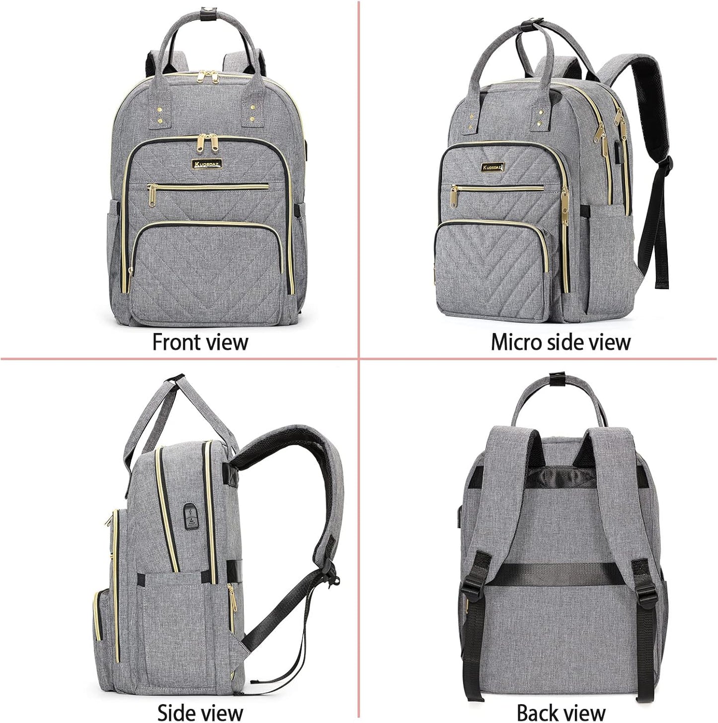 Laptop Backpack for Women Men, School Backpacks for Teens Girls Boys, 17.3 Inch Work Laptop Bag with USB Port Charging, Water Resistant College Bookbags for Girls, Grey