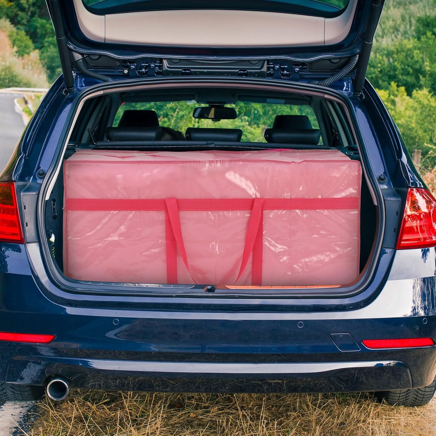 4 Pcs 66 Gallon Large Moving Bags with Zipper and Handles Foldable Storage Duffle Bags Heavy Duty Extra Large Totes for College Dorm Travel Clothes Blankets Bedding Moving (Jelly Pink)