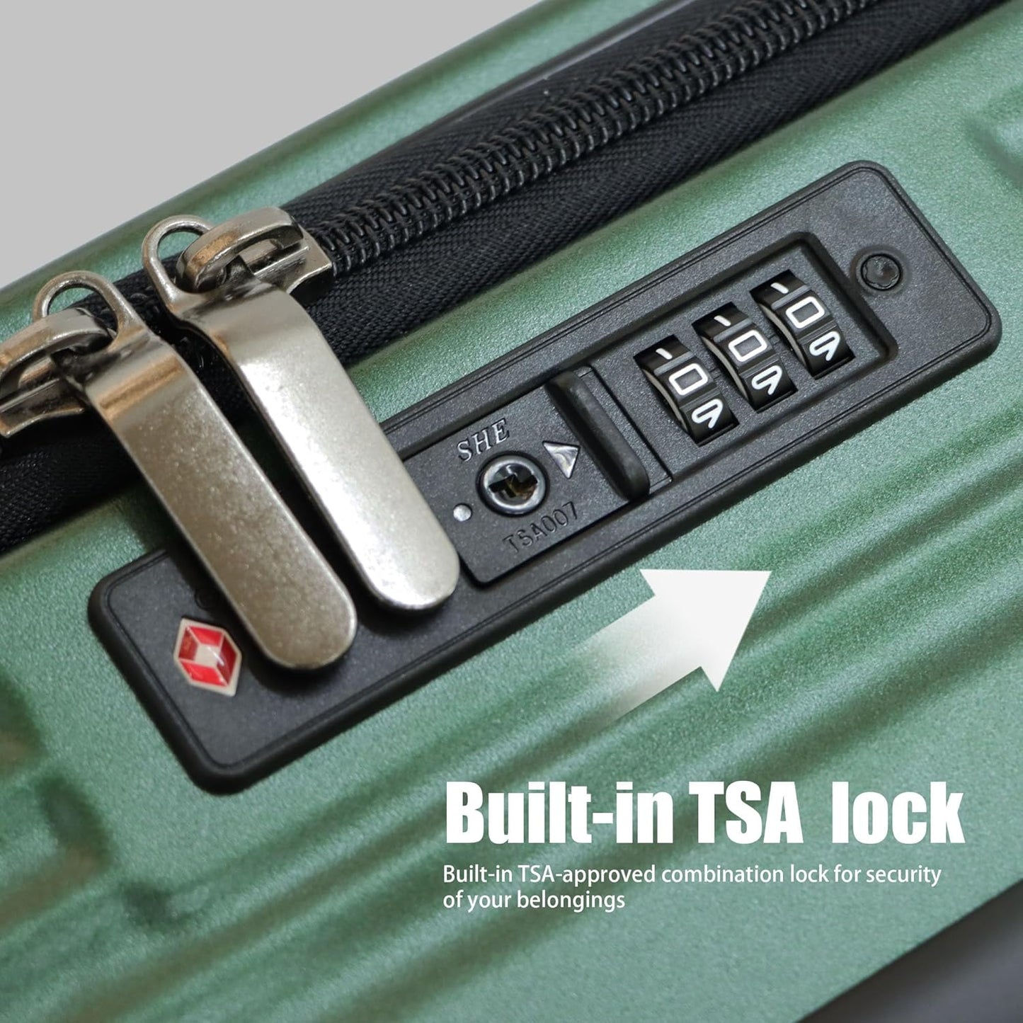 buy 0ne get 0ne free! 20 Inch Expandable Carry on Luggage PC Hard Shell TSA Suitcase Top Opening 360°Rolling Wheels Travel Luggage Suitcase(Green)