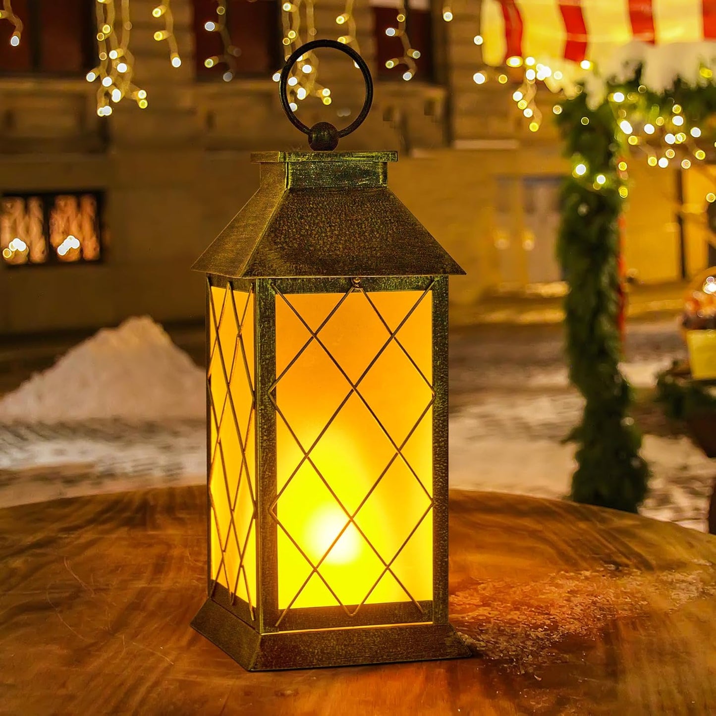 18" Solar Lantern with Flickering Flame Light, Large Outdoor Waterproof Solar Lanterns Hanging Metal Decorative Lantern for Patio Front Porch Garden Yard Outside Tabletop Mothers Day Gifts Grandma