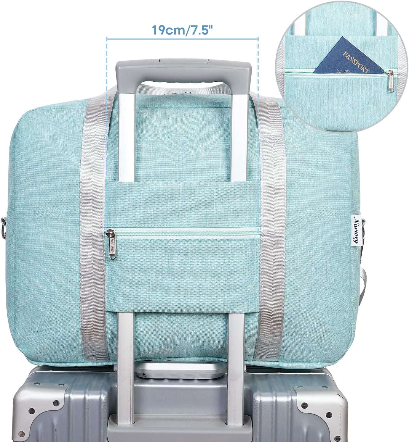 For Spirit Airlines Personal Item Bag 18x14x8 Foldable Travel Duffel Bag Underseat Carry on Luggage for Women (Mint Green)