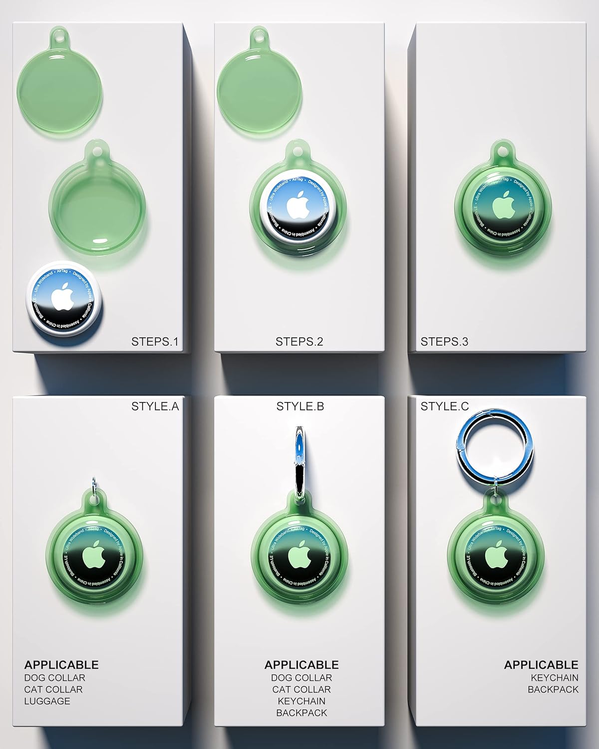 4 Pack Airtag Holder, Apple Air Tag Waterproof Case with Keychain, Holder for Apple Airtag GPS Tracker,Shockproof & Dustproof Airtag Holders for Pet Tracking, Bags, Kids, Keys, Luggage(4 Colors)