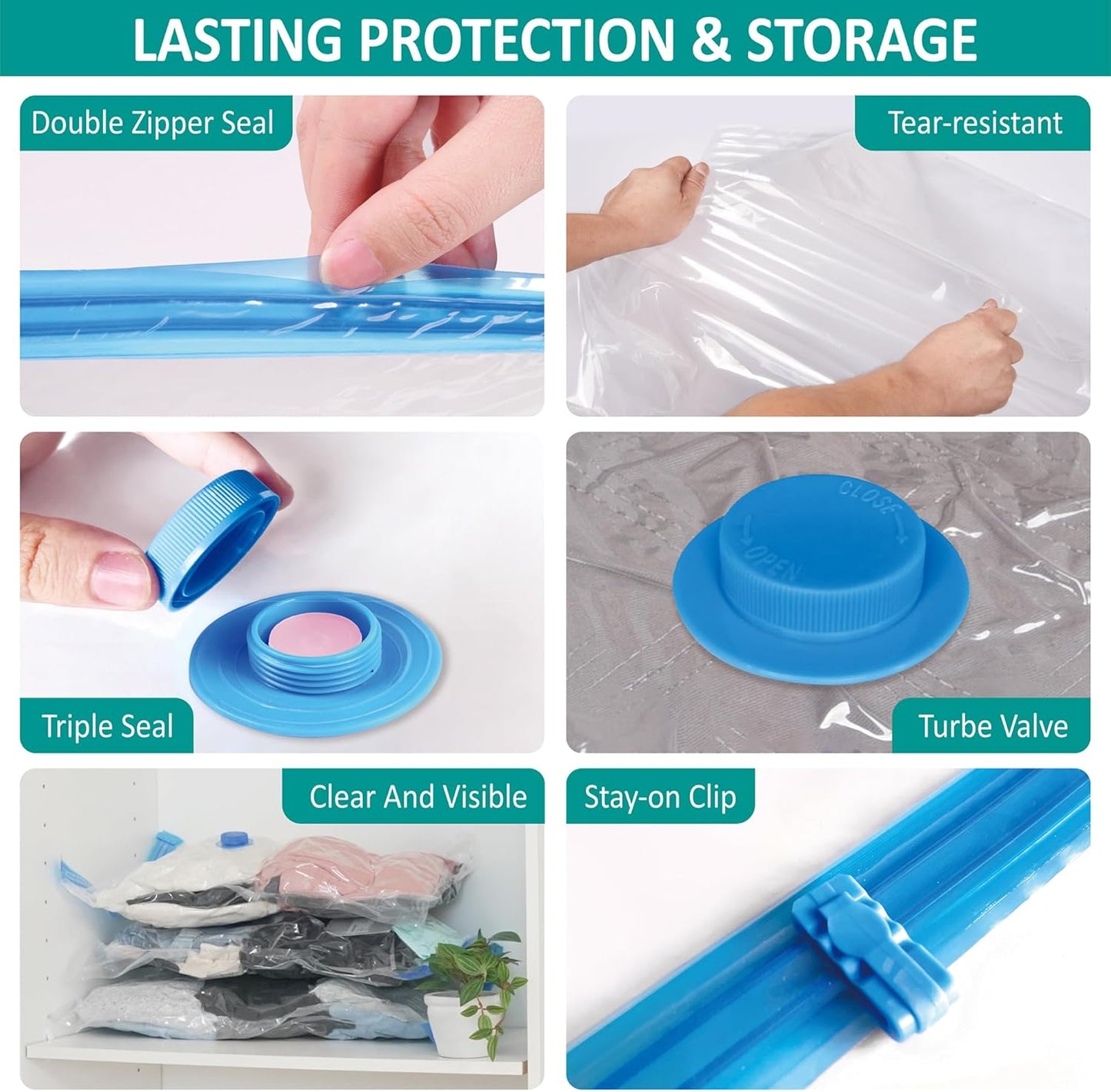 Cozy Essential 30 Pack Vacuum Storage Bags with Portable Electric Pump, Vacuum Seal Space Saver Bags for Clothing, Pillows, Blanket, Bedding, Comforter