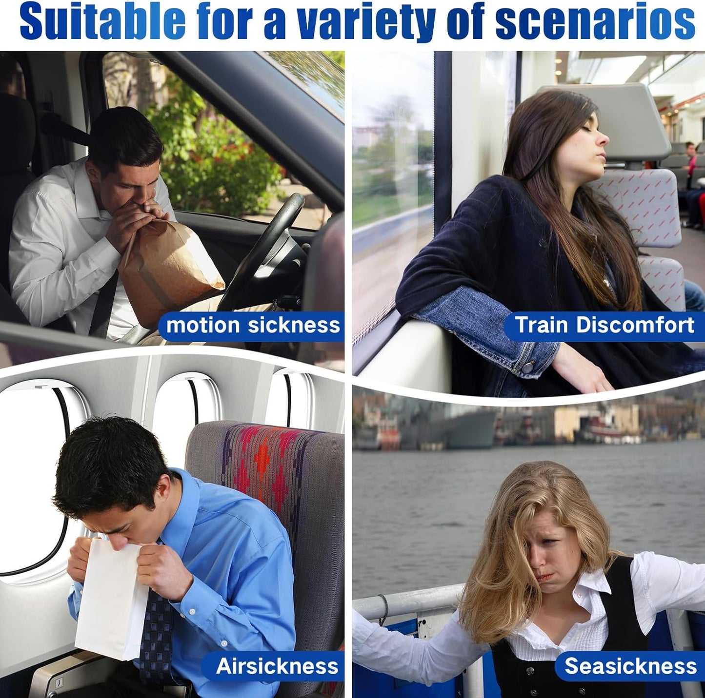 16ct Motion Sickness Patches – Sea Sickness Patches for Cruise, Car, Airplane, and Other Travel – Non-Drowsy, Effective, Lasts 72 Hours