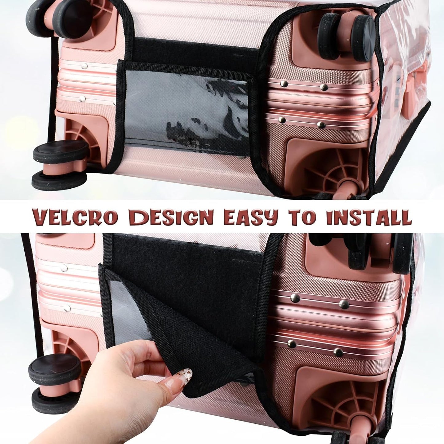 3 Piece Clear PVC Luggage Cover Protector, Waterproof Plastic Suitcase Cover, 20“ 24” 28” Carry On Luggage Protector Suitcase Cover