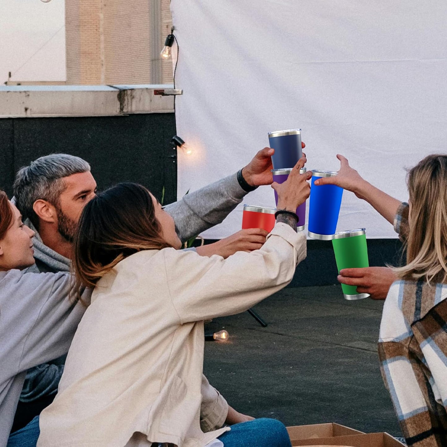 20oz Tumbler Bulk Stainless Steel Tumblers with Lid Vacuum Insulated Double Wall Travel Coffee Mug Powder Coated Tumbler Cup for Hot and Cold Drinks(Red, 12 pack)