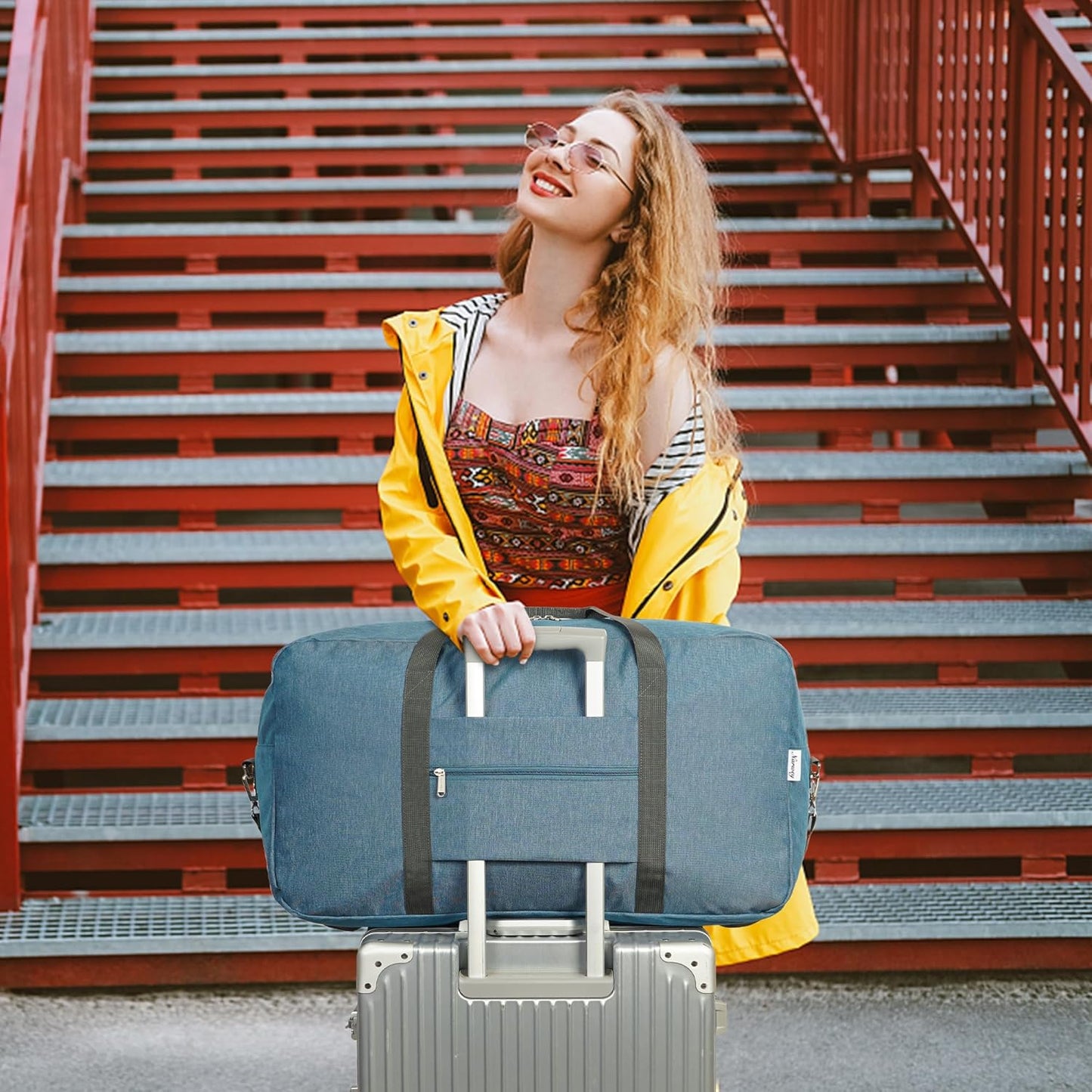 28 inch Extra Large Travel Duffel Bag Foldable Weekender Packable Lightweight Luggage Bag Overnight for Women and Men 85L (Navy Blue)