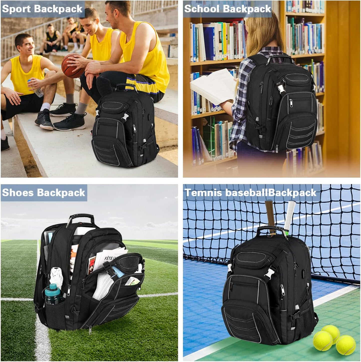 18.4 Laptop Backpack for Men, 60L Extra Large Gaming Laptops Backpack with USB Charger Port,TSA Friendly Flight Approved RFID Anti-Theft Pocket Heavy Duty Computer Bag Backbag,21.2*15.5*11.5 inch Grey