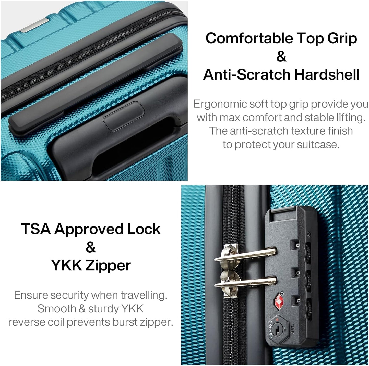 Hanke 14 Inch Underseat Carry On Luggage with Wheels Hard Shell Suitcases Carry On Bag Lightweight Small Mini Suitcase Tsa Luggage for Travel. Caribbean Blue.