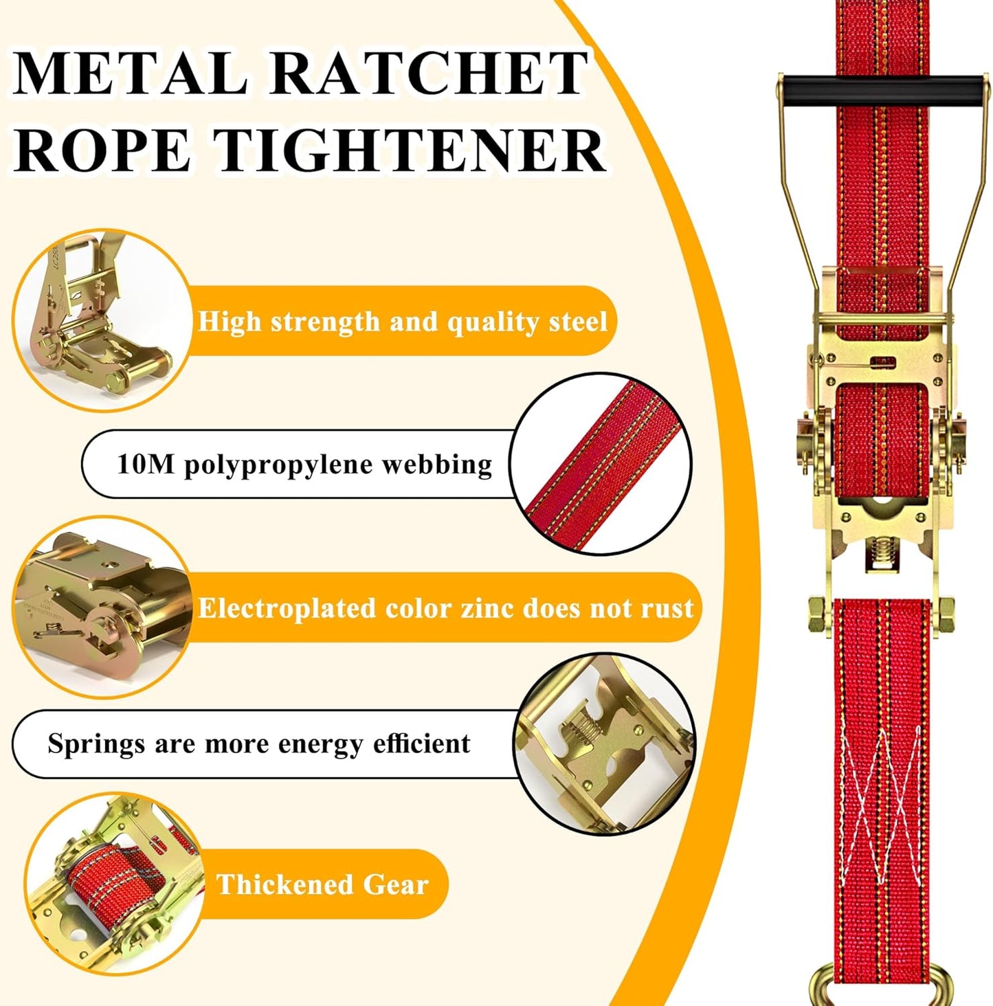 2Pack Ratchet Straps Heavy Duty, 2” 32Ft Tie Down Straps Ratchet, Tie Down Ratcheting with Double J Hook, 4000 LB Break Strength Cargo Strap Ratcheting for Moving, Trailers, Motorcycles and Car Roof